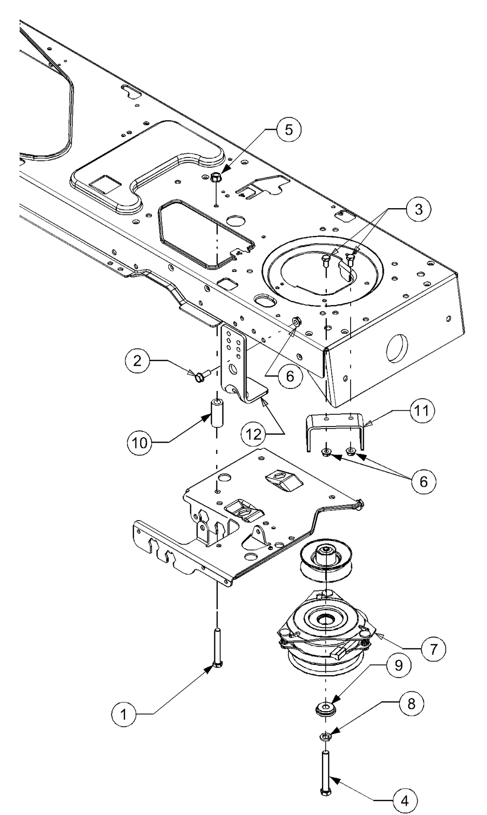 Power Take-Off (Pto) System Diagram and Parts List for LT1024 13AR11CP710-13AR11CP712 Cub Cadet Lawn Tractor